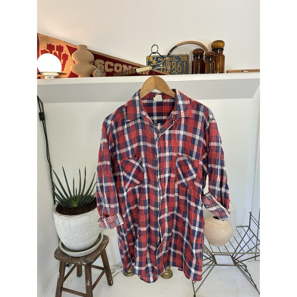 Vintage Ozark Trail Flannel Pink Button Up Long Sleeve Shirt L
